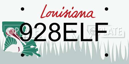 928ELF Louisiana License Plate
