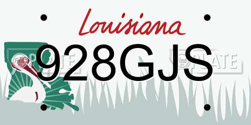 928GJS Louisiana License Plate