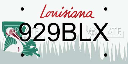 929BLX Louisiana License Plate