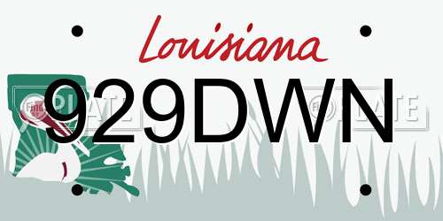 929DWN Louisiana License Plate
