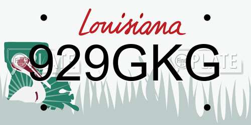 929GKG Louisiana License Plate