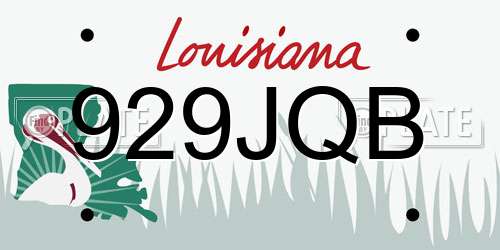 929JQB Louisiana License Plate