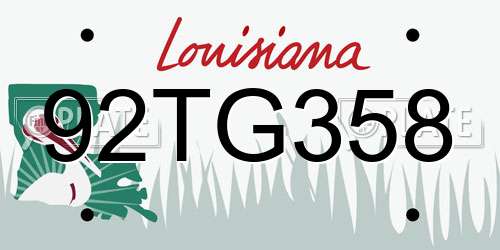 92TG358 Louisiana License Plate