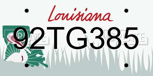 92TG385 Louisiana License Plate