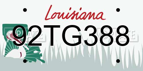 92TG388 Louisiana License Plate