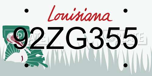 92ZG355 Louisiana License Plate
