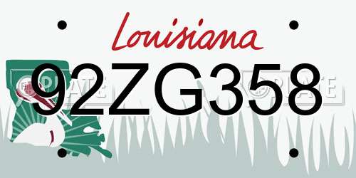 92ZG358 Louisiana License Plate