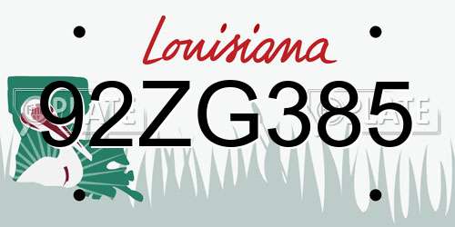 92ZG385 Louisiana License Plate