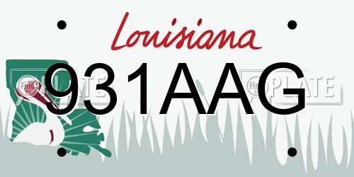 931AAG Louisiana License Plate