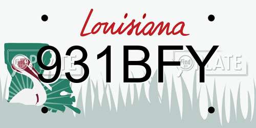 931BFY Louisiana License Plate