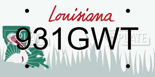 931GWT Louisiana License Plate