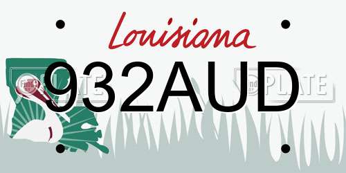 932AUD Louisiana License Plate