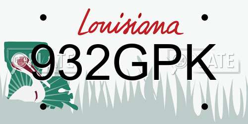 932GPK Louisiana License Plate