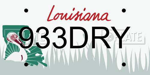 933DRY Louisiana License Plate