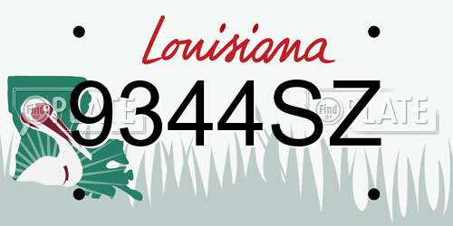 9344SZ Louisiana License Plate