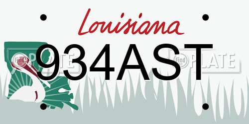 934AST Louisiana License Plate