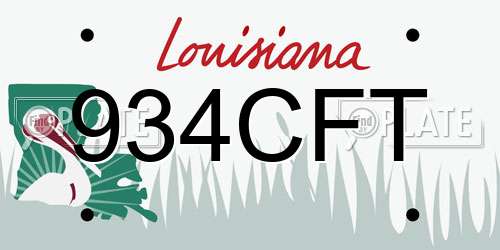 934CFT Louisiana License Plate
