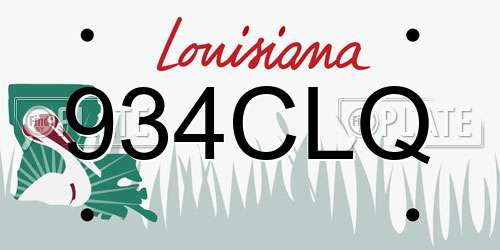 934CLQ Louisiana License Plate