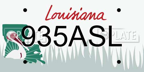 935ASL Louisiana License Plate