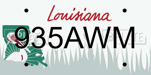 935AWM Louisiana License Plate