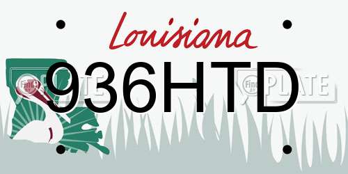 936HTD Louisiana License Plate