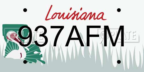 937AFM Louisiana License Plate