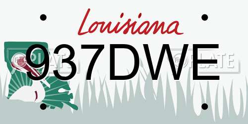 937DWE Louisiana License Plate