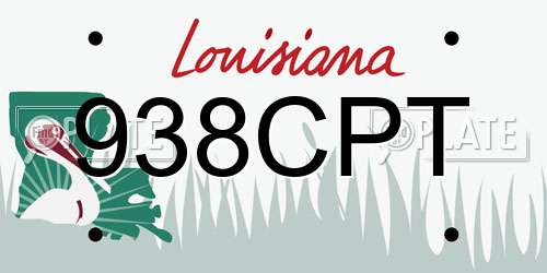 938CPT Louisiana License Plate