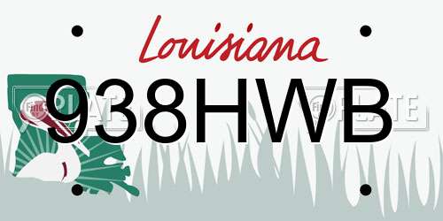 938HWB Louisiana License Plate