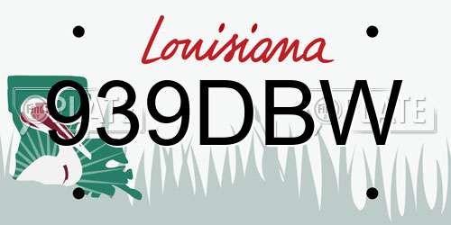 939DBW Louisiana License Plate