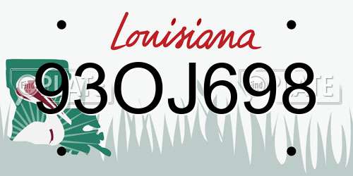 93OJ698 Louisiana License Plate