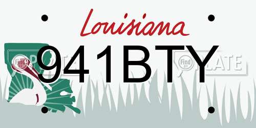 941BTY Louisiana License Plate