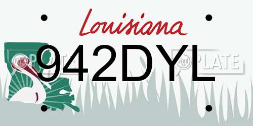 942DYL Louisiana License Plate