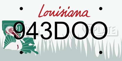943DOO Louisiana License Plate