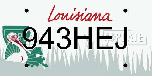 943HEJ Louisiana License Plate