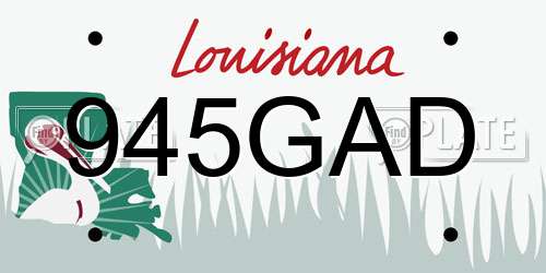 945GAD Louisiana License Plate