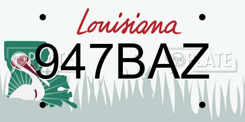 947BAZ Louisiana License Plate