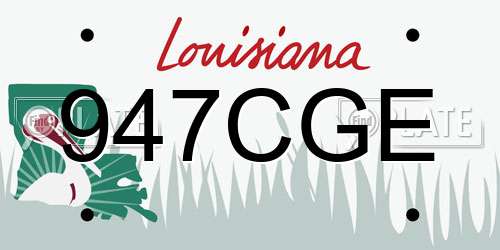 947CGE Louisiana License Plate