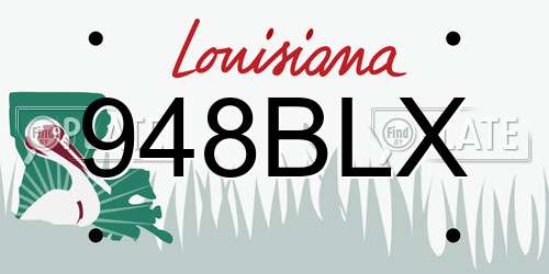 948BLX Louisiana License Plate