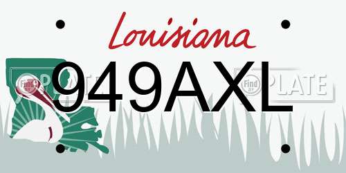 949AXL Louisiana License Plate
