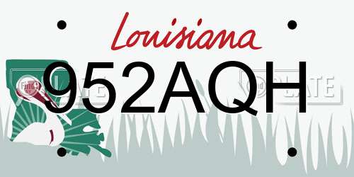 952AQH Louisiana License Plate
