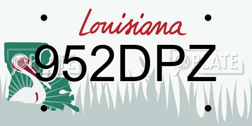 952DPZ Louisiana License Plate