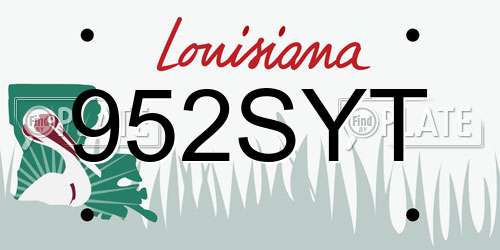 952SYT Louisiana License Plate