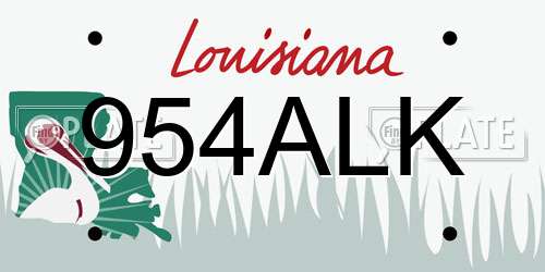954ALK Louisiana License Plate