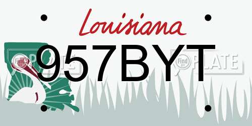 957BYT Louisiana License Plate