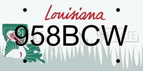 958BCW Louisiana License Plate
