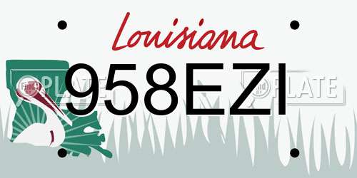 958EZI Louisiana License Plate
