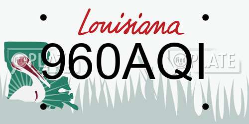 960AQI Louisiana License Plate