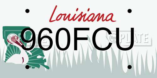 960FCU Louisiana License Plate