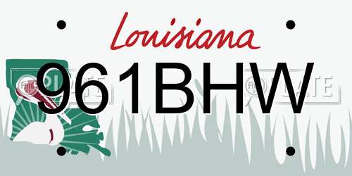 961BHW Louisiana License Plate